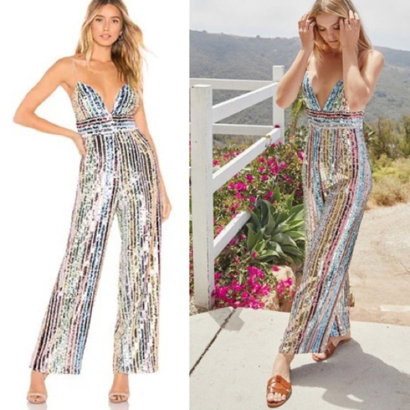 SAYLOR Jojo Sequin Jumpsuit XS V-Neck - Picture 2 of 14